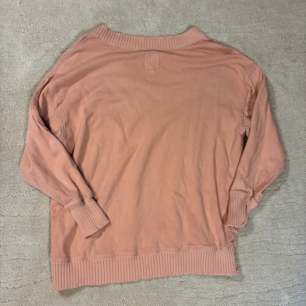 Aerie XS Oversized Blush Pink Slouchy V Neck Sweatshirt Comfy Soft Girl Boho - Picture 5 of 5
